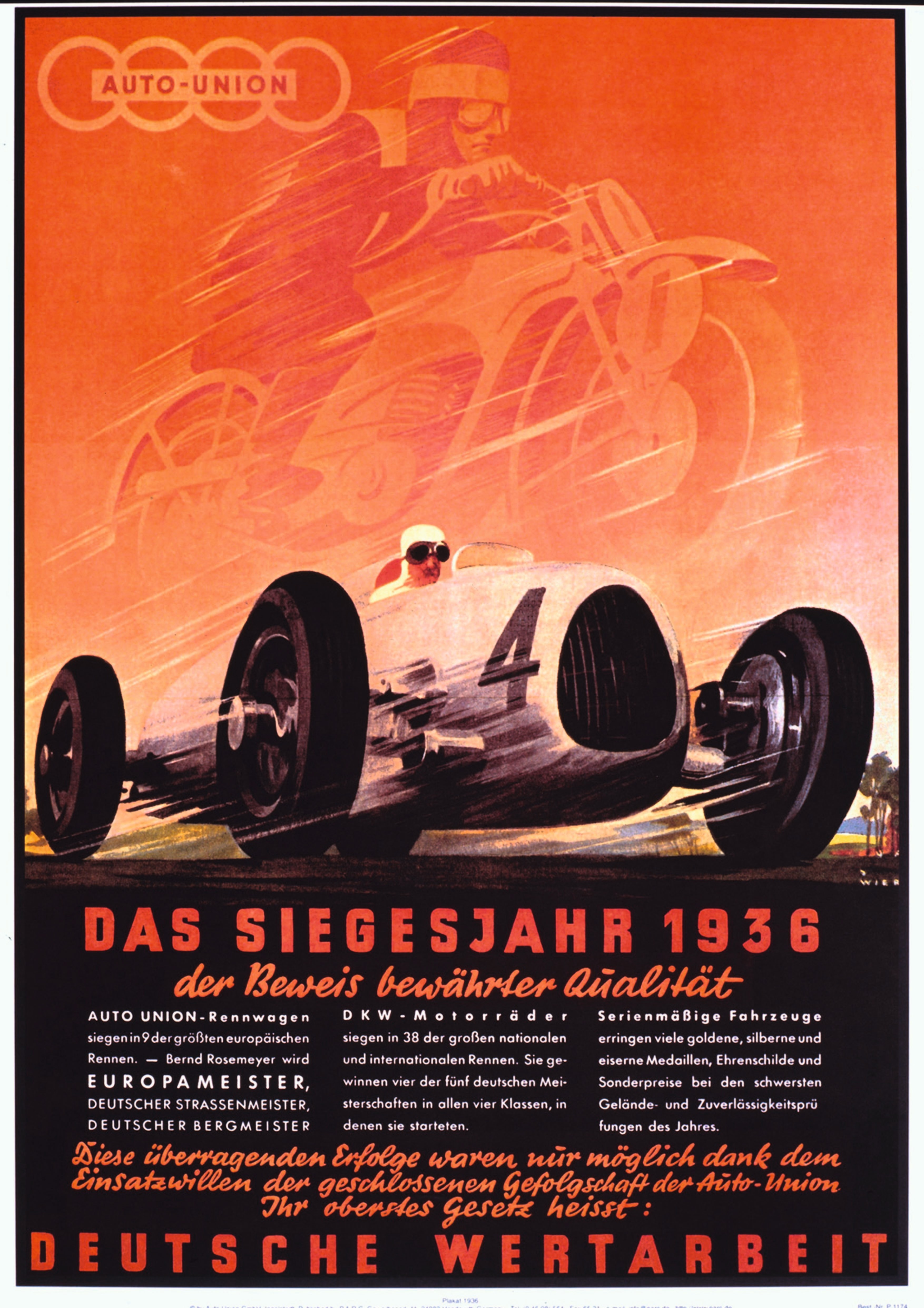 En plakat som reklamerer for Rosemeyers tittel-suksess i 1936.