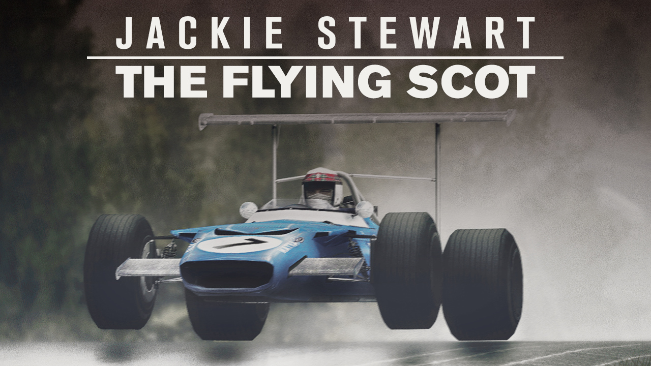 Stewart var en pådriver for mer sikkerhet i sporten, men var allikevel ofte den raskeste under forferdelige regnforhold på de aller farligste banene, som her på Nürburgring i 1968, hvor han vant med over fire minutter på nestemann.