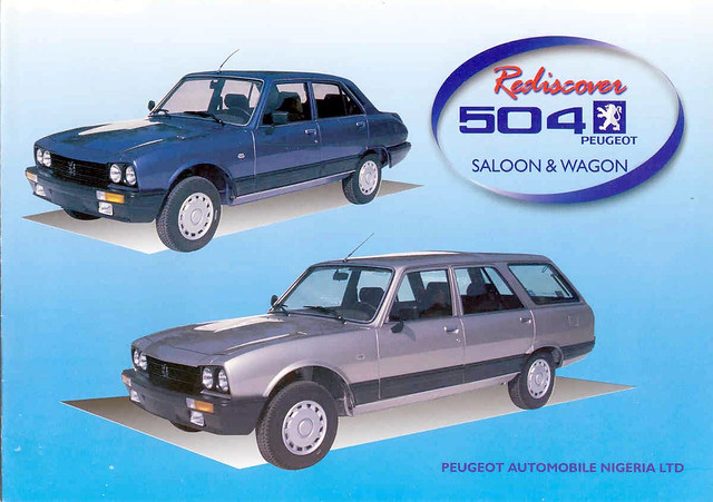 Annonse fra nyere tid for 504 på det nigerianske markedet. Legg merke til den litt mer moderne faceliften bilen har fått på dette tidspunktet.