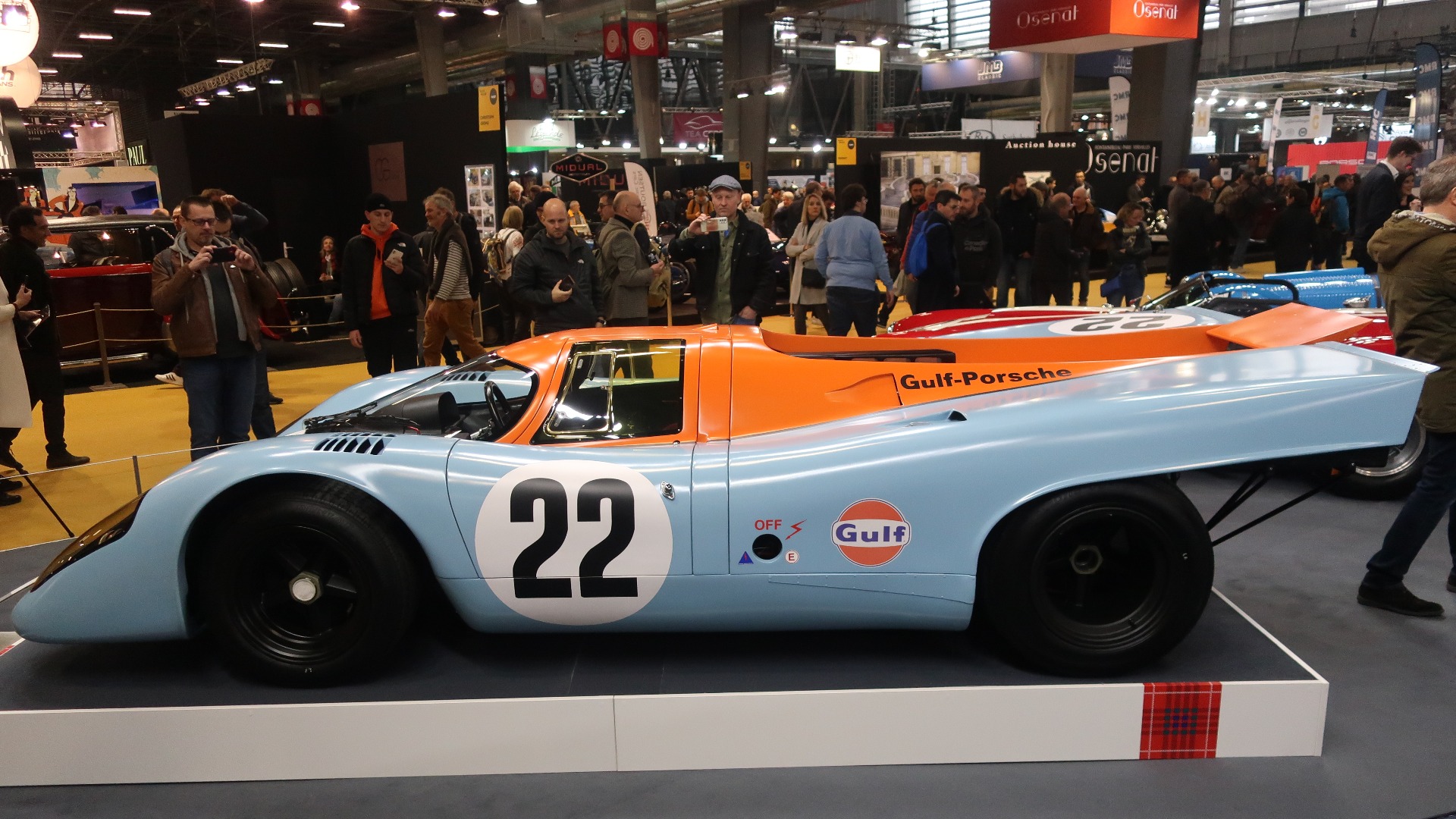 Ett av messen store høydepunkt var denne 1970 Porsche 917K som både ble brukt i selve løpet på Le Mans i 1970, og som året etter fikk æren av å vinne løpet på filmlerretet i den legendariske spillefilmen Le Mans. 