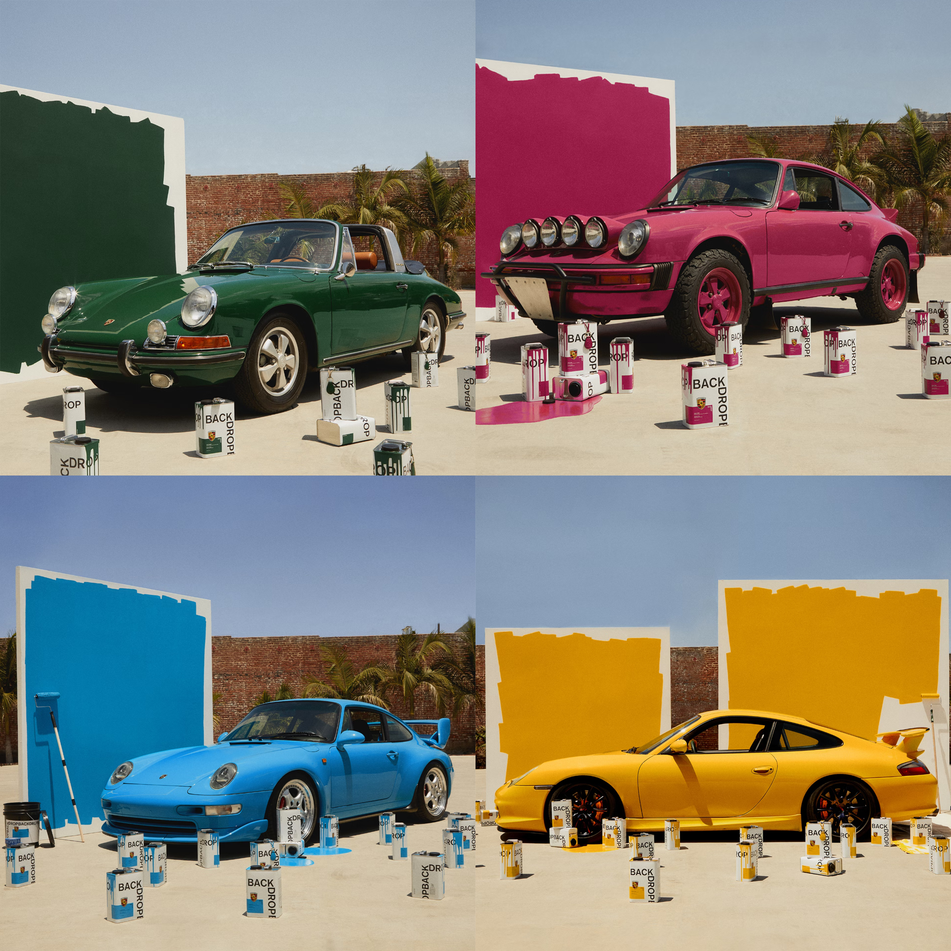 De fire fargene sammen med vakre matchende biler.