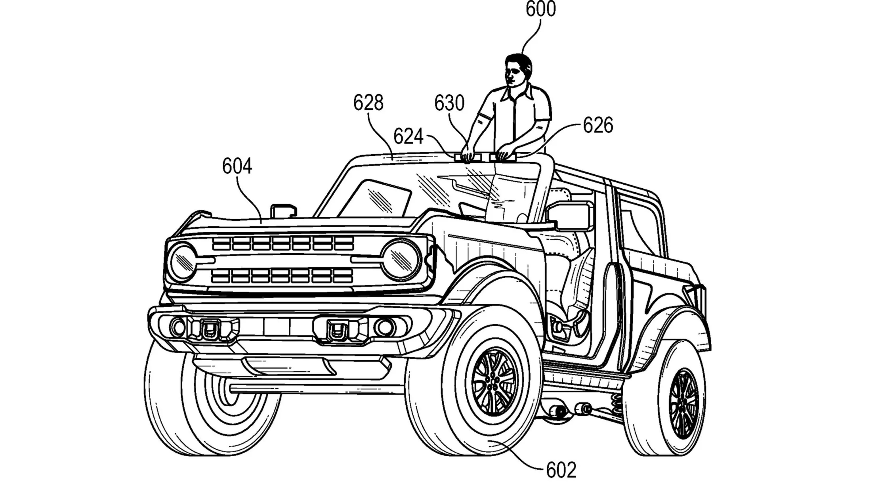 Her er illustrasjonen fra patentet. Her kommer det tydelig frem at føreren bruker kontrollerne markert «624» og «626» for å kontrollere bilen.