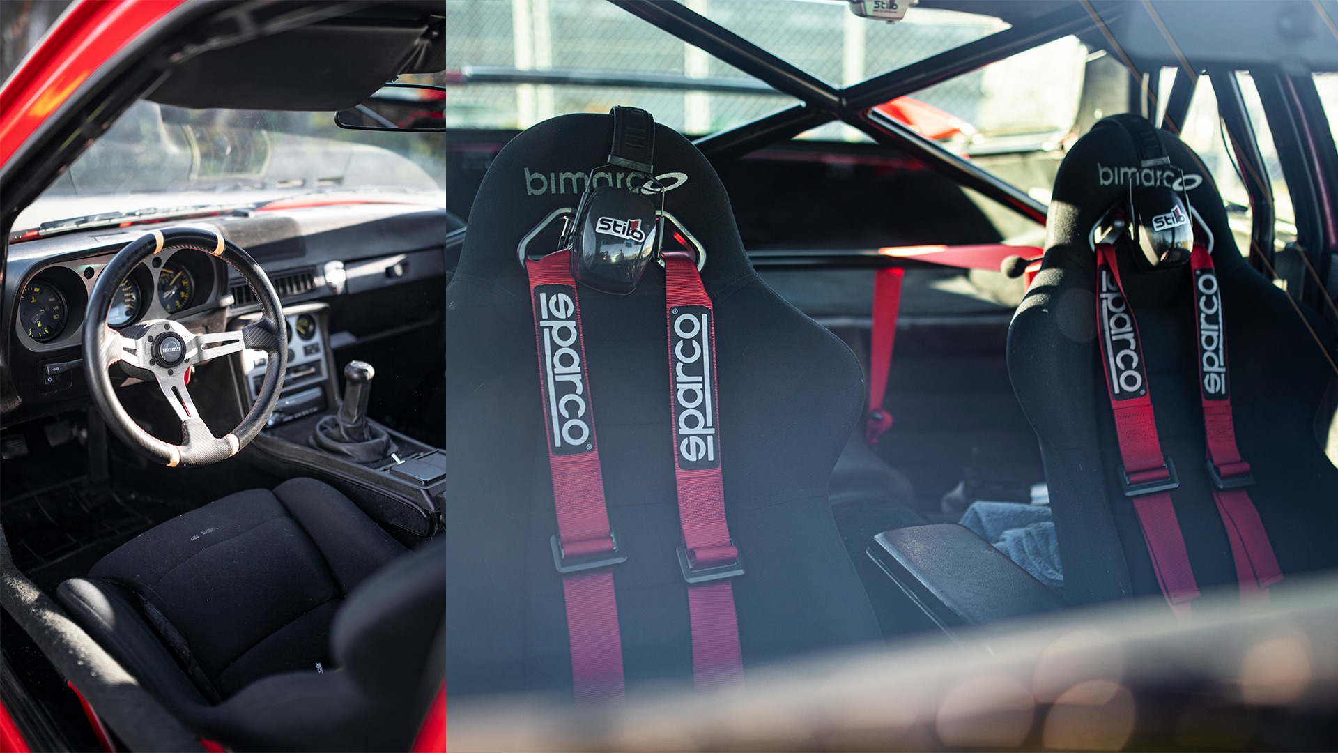 Innvendig er bilen sportslig oppgradert med Bimarco-stoler, Momo-ratt og halvbur.