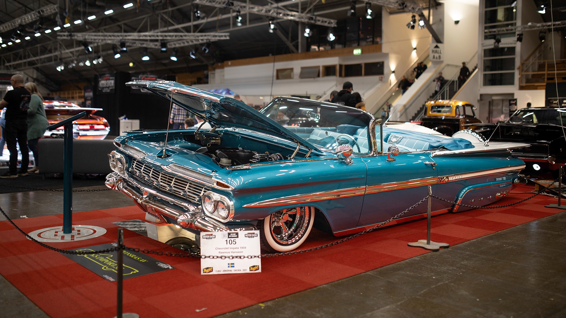 Vanvittig strøken low-rider. 1959 Impala som tok med seg pris for Peoples Choice Custom, samt Jury’s Choice Hall D.
