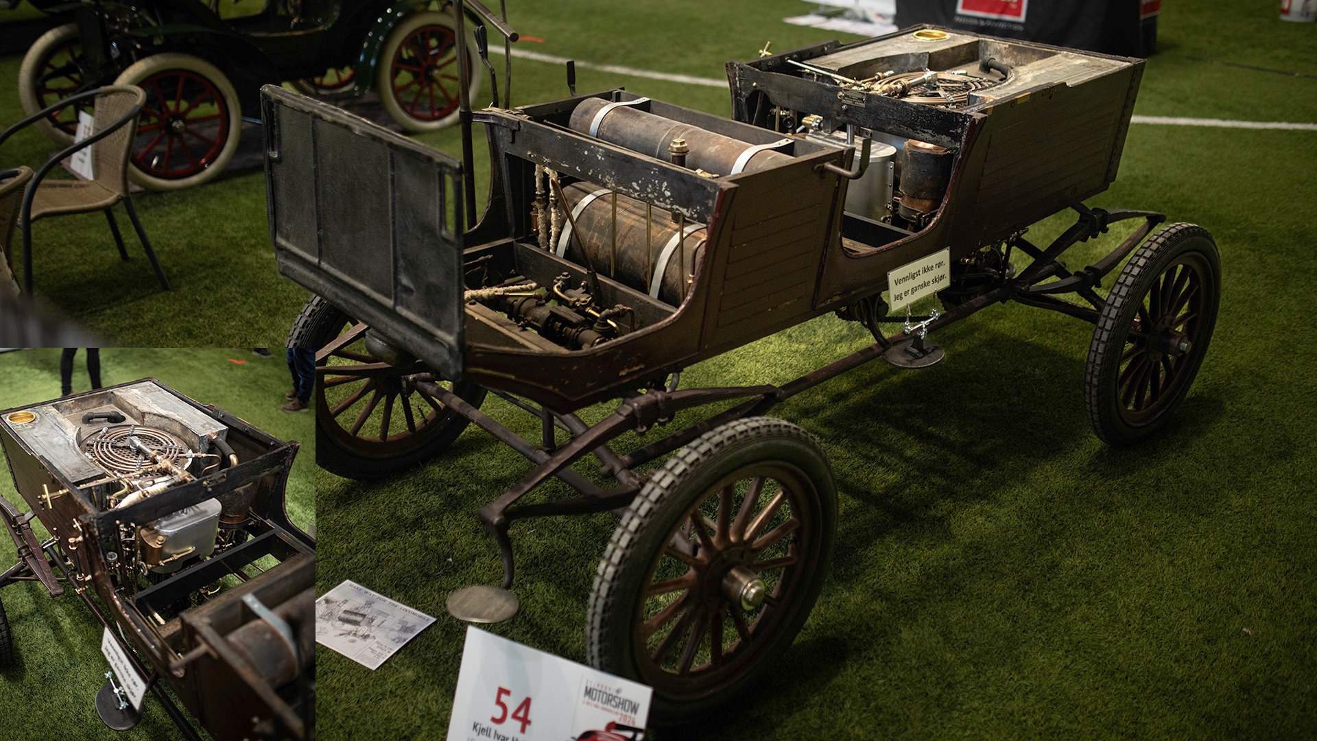 Apropos Kjell Ivar Haltvik. Han hadde også med seg landets trede eldste registrerte bil. En 1903 Locomobile som han har totalrestaurert. Bilen går på damp, og er en av seks dampdrevne biler som ble importert til Norge. Denne er den siste her til lands. 