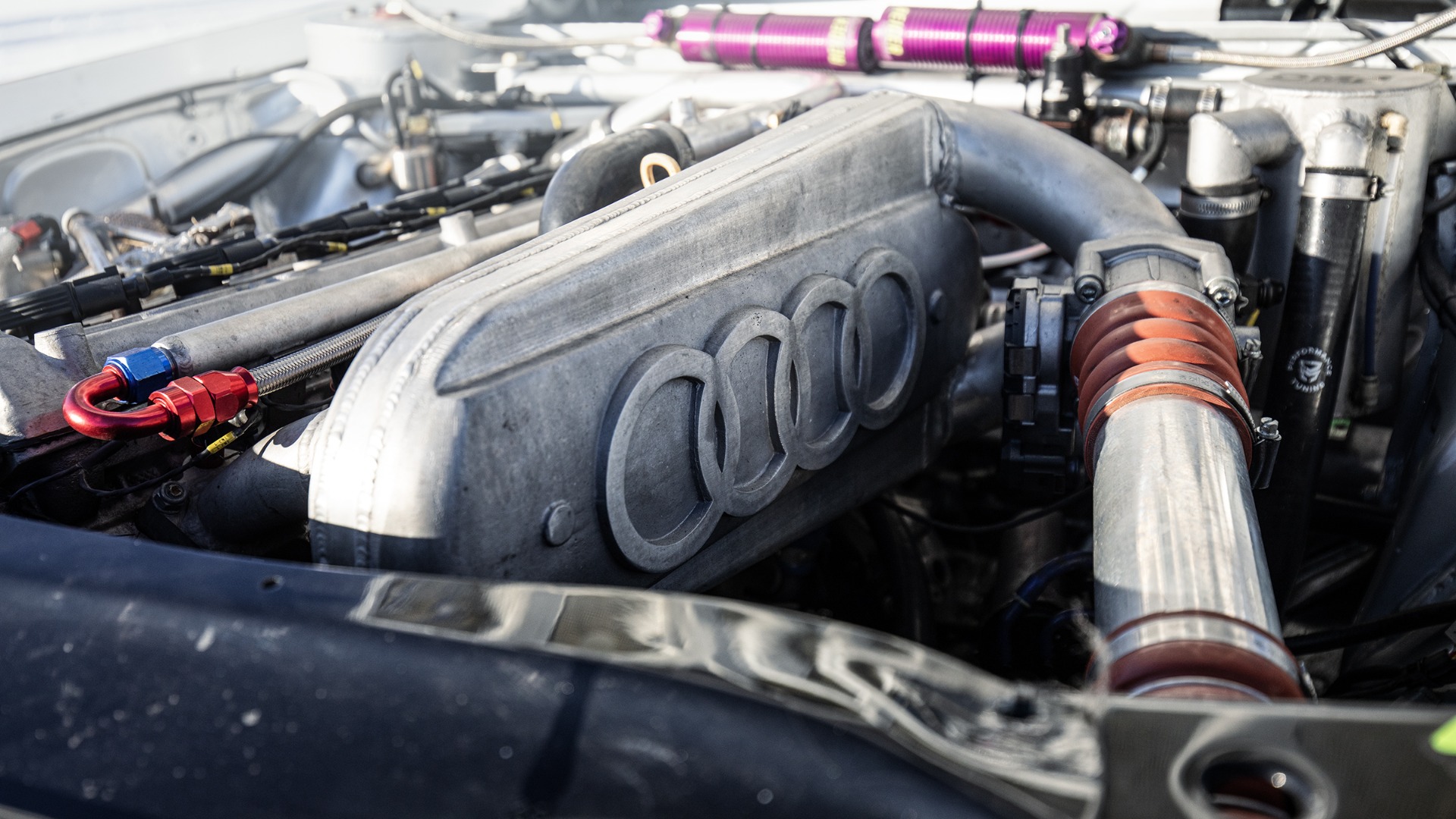 Audilogoen slik den var på rallybilen