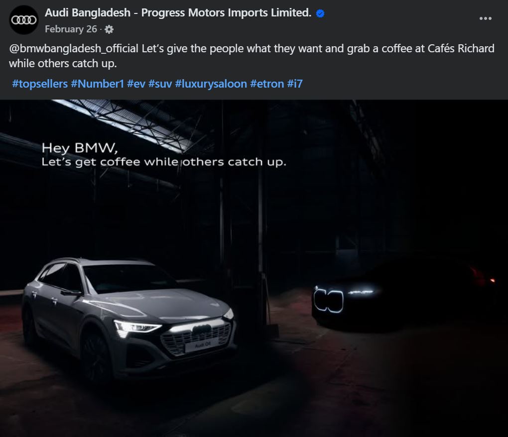 Audi drar inn BMW i markedsføringskrigen.