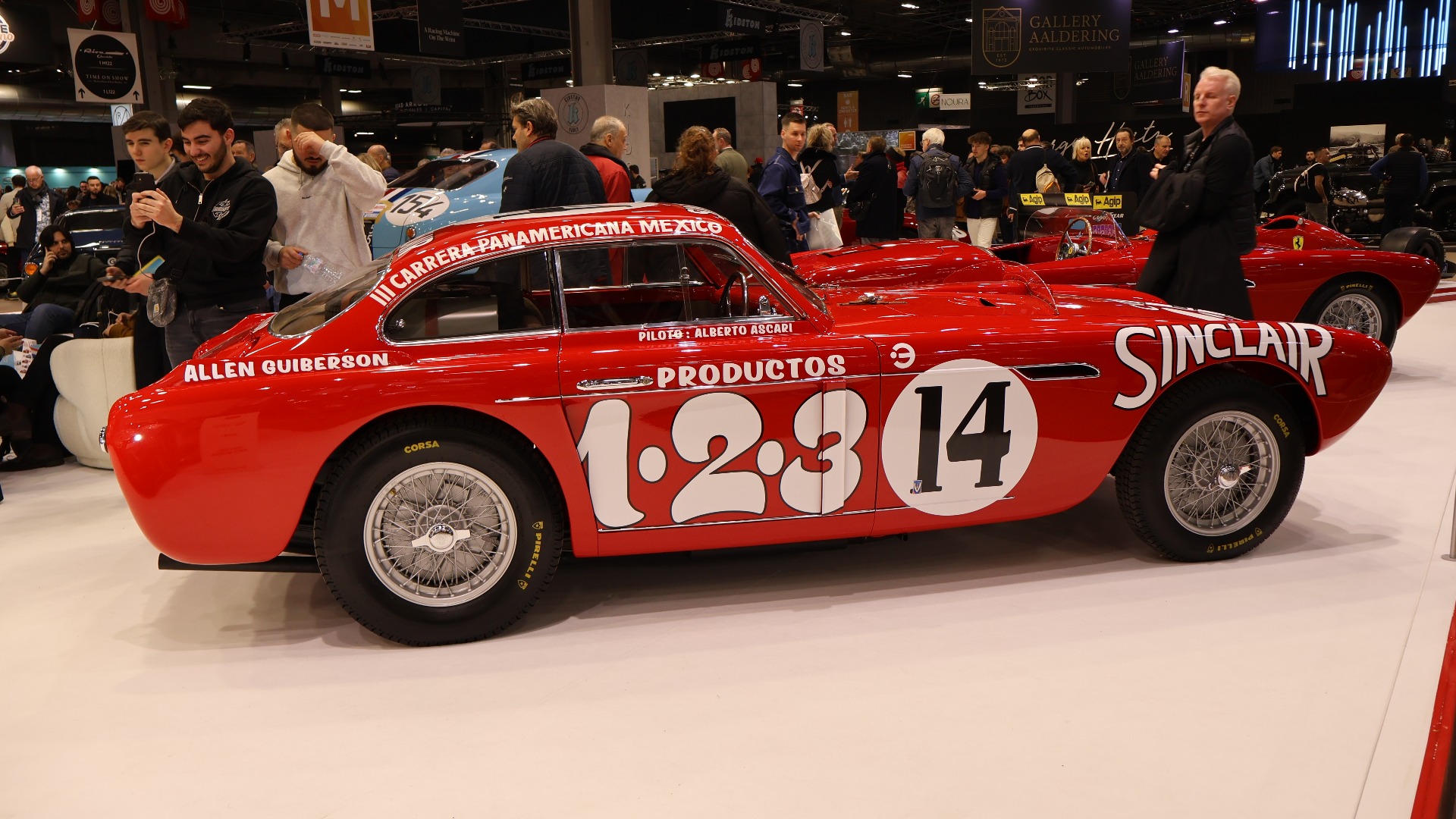 En nydelig Ferrari 340 Mexico Berlinetta som Alberto Ascari kjørte i landeveisløpet Carrera Panamericana i 1952. Han krasjet på første etappe og måtte bryte.