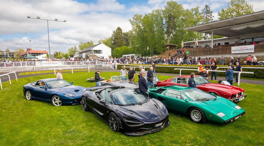 Premievinnerne. Bak fra venstre: Ferrari 550 Maranello, Mercedes-Benz 280 SL, Porsche 356. Foran fra venstre: McLaren 720 S Spider, Lamborghini Countach LP 400, Aston Martin V8 Vantage.