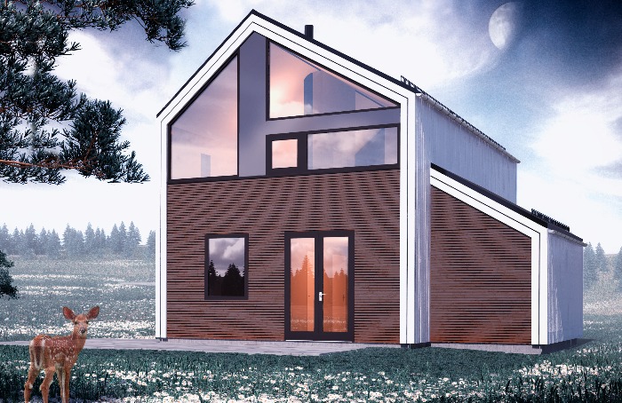 Stua på andre plan bader i lys